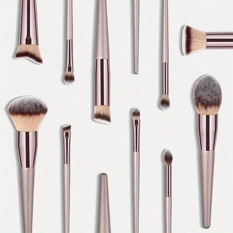 10 Pcs Champagne Gold Makeup Brushes Complete Set of Foundation Loose Powder Blush Concealer Eye Shadow Professional Set