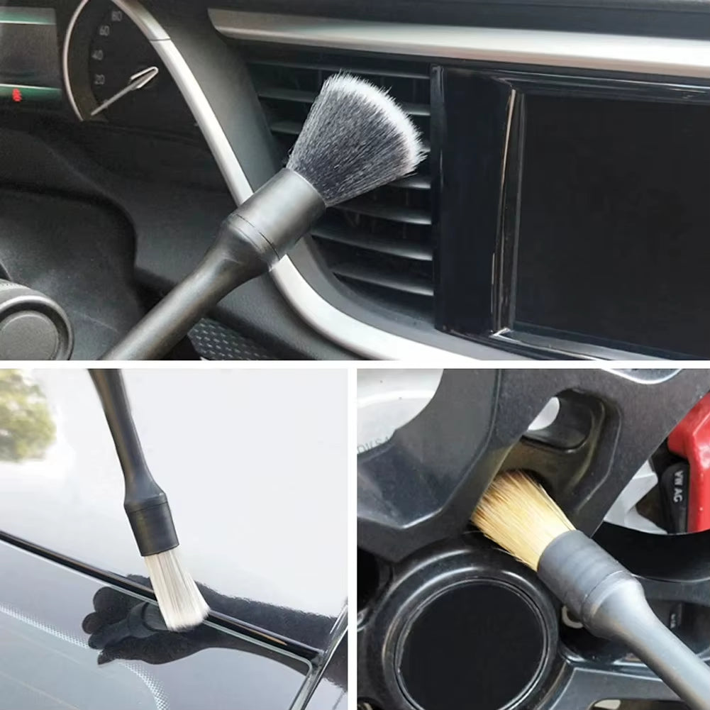 3PCS Automotive Interior Detail Brush Set Soft Synthetic Wool Instrument Panel Clearance Air Conditioning Outlet Dust Brush