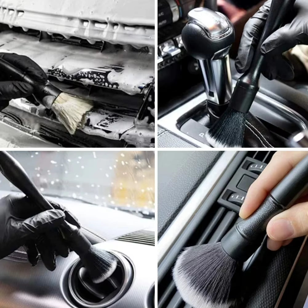 3PCS Automotive Interior Detail Brush Set Soft Synthetic Wool Instrument Panel Clearance Air Conditioning Outlet Dust Brush